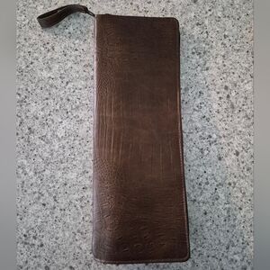Vintage Saks Fifth Avenue Dark Brown Alligator Leather Tie Carrying Travel Case